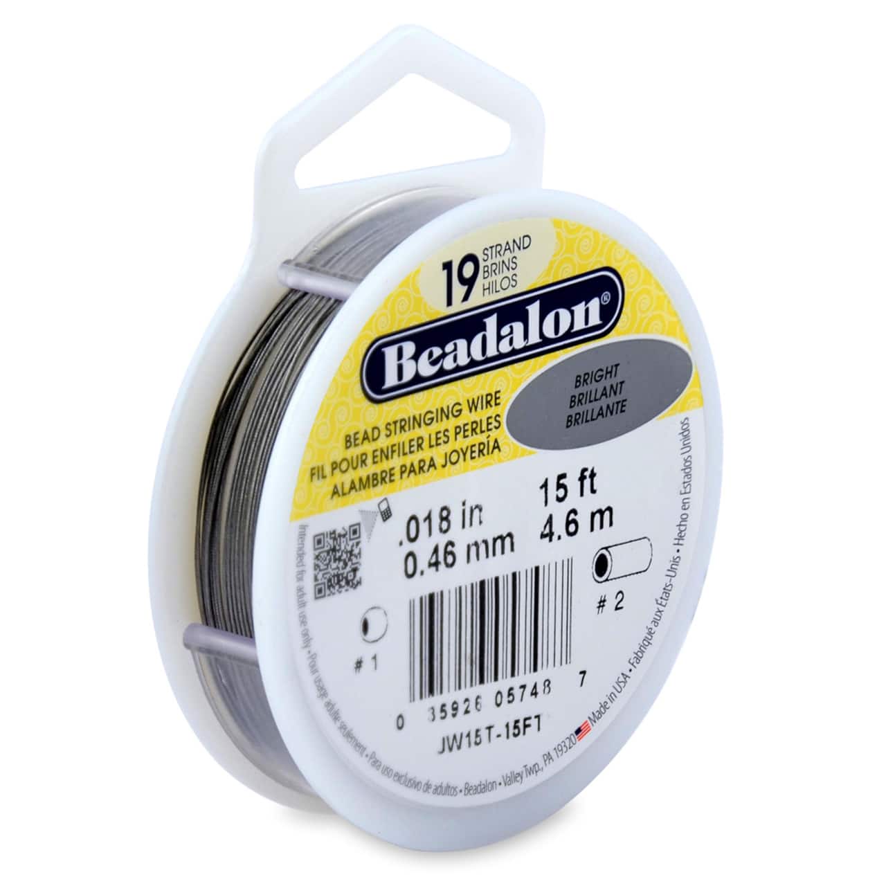 12 Pack: Beadalon® 0.46mm Bright 19 Strand Bead Stringing Wire